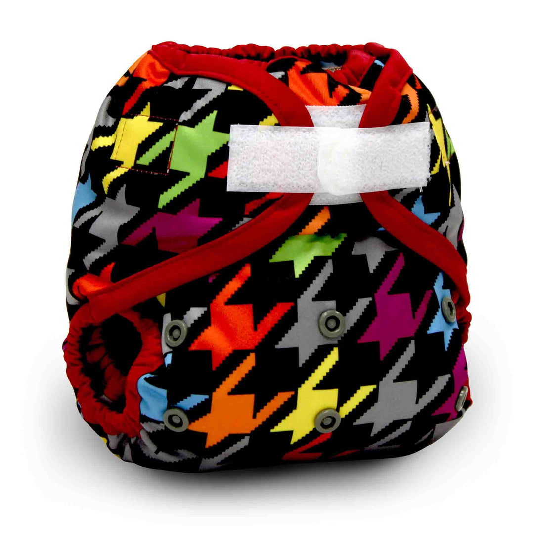 Colorful diaper with star pattern on a white background