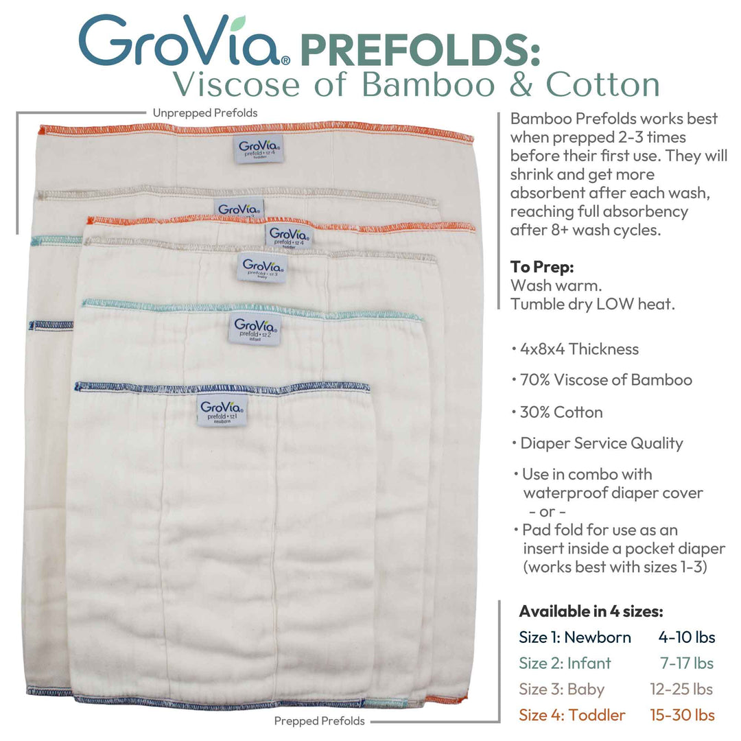 GroVia Bamboo Prefold Cloth Diapers