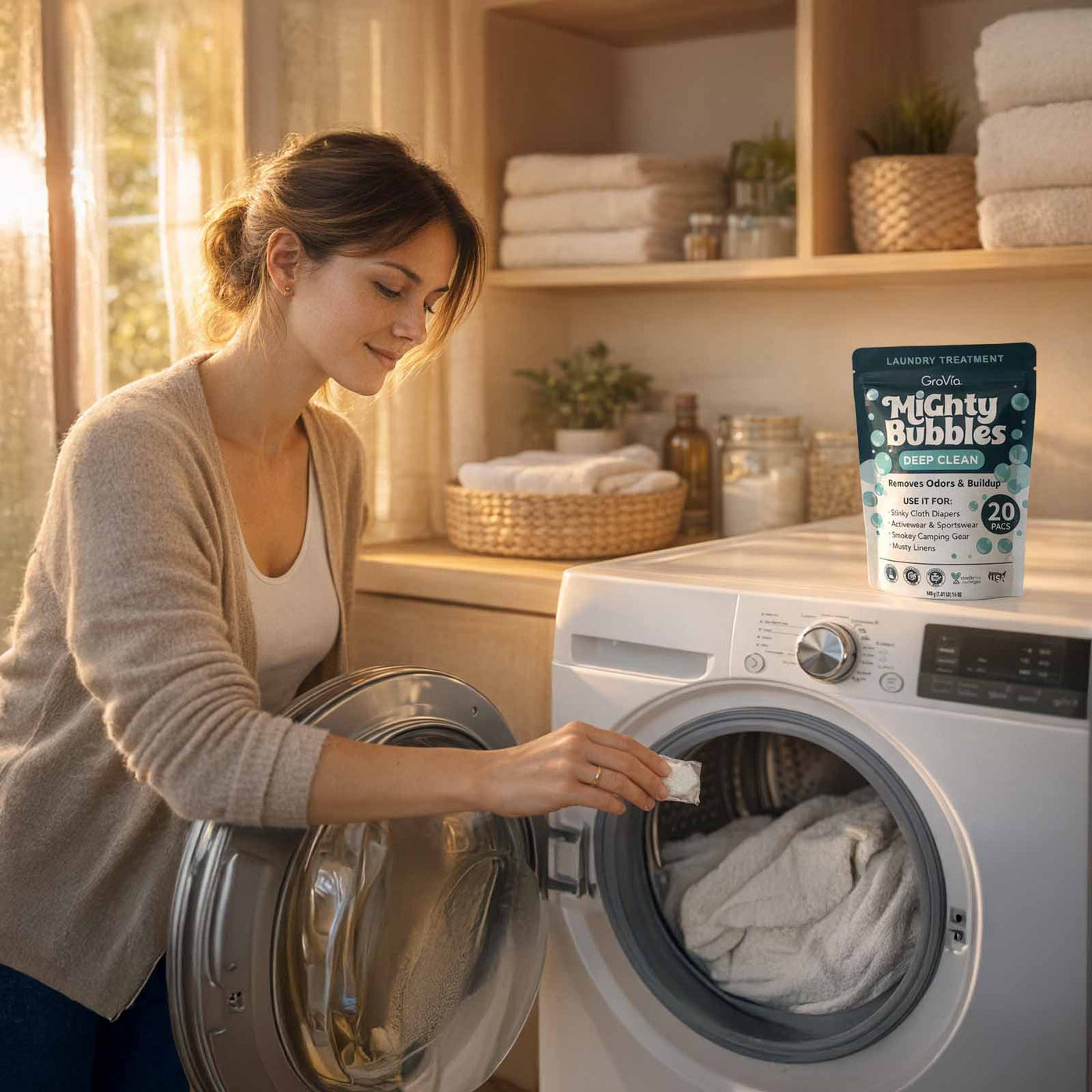 Grovia Mighty Bubbles Laundry Treatment Deep Clean Odor Residue 
