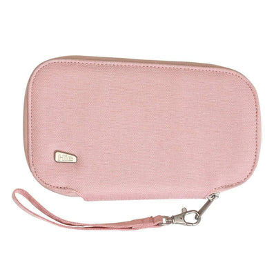 Hie Wallet in the color crane, which is light pink. 